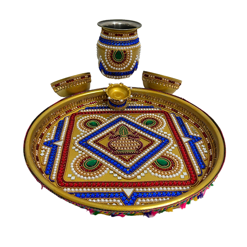 Decorated Raksha Bandhan Puja Thali with Rakhi