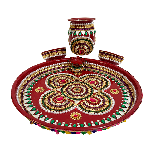 Diwali Puja Thali Decoration Set with Diyas