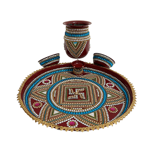 Diwali Puja Thali Decoration Set with Diyas