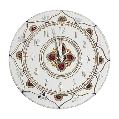 Wall Clock Decorated with Beads and Stones 