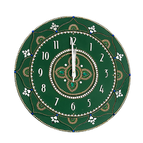 Wall Clock Decorated with Beads and Stones 